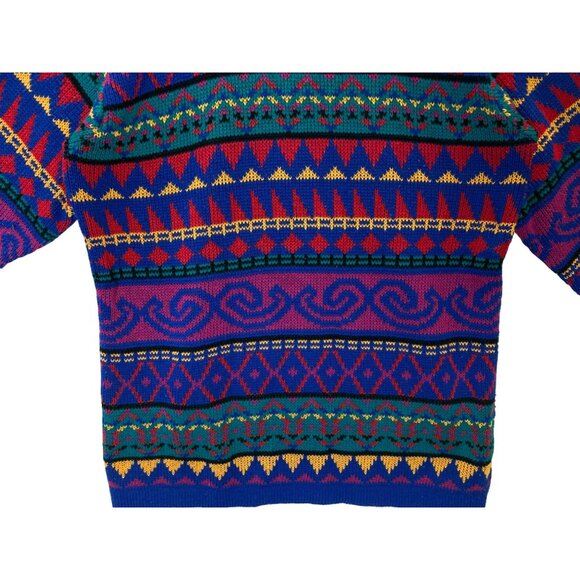 Vintage Coogi Style Geometric Memphis 80s Hip Hop Womens Alfred Dunner Sweater - Picture 3 of 7